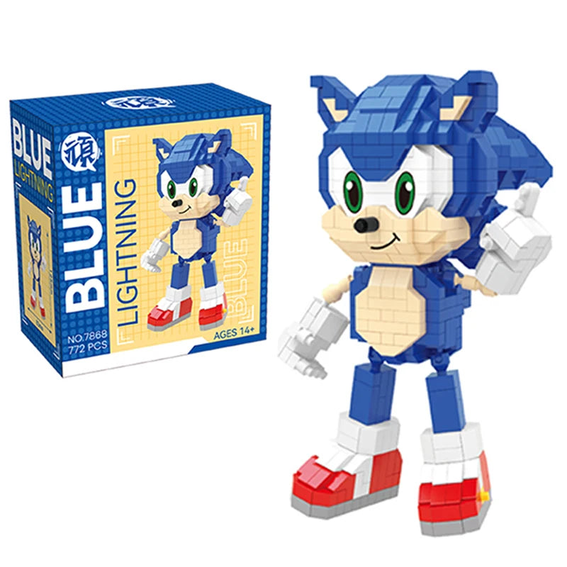 Cartoon Sonic Building Blocks: Brinquedo de Montar Educativo para Crianças